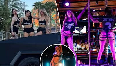 Las Vegas strip club turns $150,000 Tesla Cybertruck into a mobile jiggle joint — complete with dancing pole and nearly nude girls