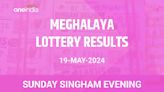 Meghalaya Sunday Singham Evening Winners 19 May - Check Results Now