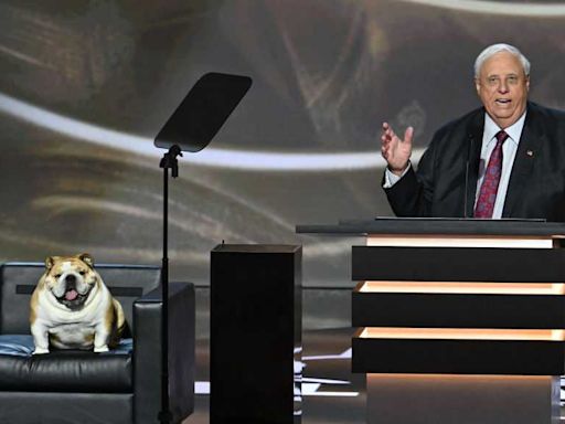 West Virginia Gov. Jim Justice brings bulldog 'Babydog' on stage for RNC speech