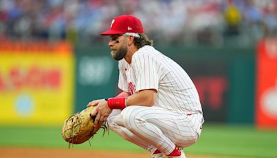 Harper out of Phillies' lineup with bruised hand, Wheeler iffy for Sunday