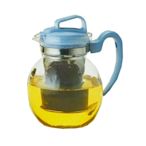 特價咖啡壺!!800CC/ML 水藍色 透明 玻璃 泡茶壺  J-028