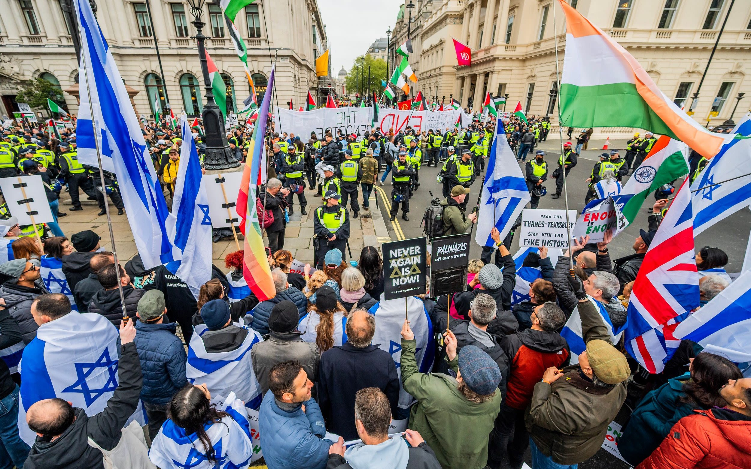 Holocaust Memorial hidden as precaution while pro-Palestine protesters march