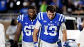 Duke football quarterback Riley Leonard injured vs. Notre Dame, leaves field on crutches