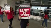 American Airlines flight attendants picket at DFW Airport