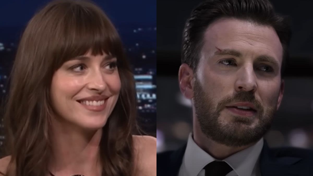 Dakota Johnson's Moonily Gazing Into Chris Evans' Eyes In Set Photos For Their Rom-Com, But I'm More Obsessed With Her...