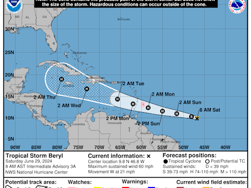 NHC: Hurricane Beryl roars toward Caribbean as an 'extremely dangerous' Category 4 storm