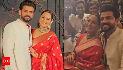 Sonakshi Sinha-Zaheer Iqbal Wedding: Newlyweds pose with paparazzi, indulge in a fun banter at the reception | Hindi Movie News - Times of India