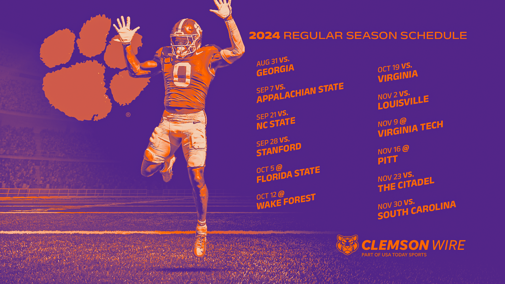 Downloadable 2024 Clemson Tigers football schedule