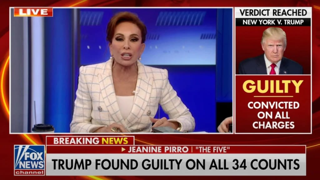 Fox News’ Jeanine Pirro Calls on God to Save America After Trump Guilty Verdict, Says Trial Is More Fit for ‘Third World...