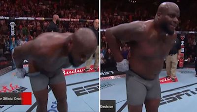 UFC star Derrick Lewis MOONS fans before throwing sweaty groin guard at media