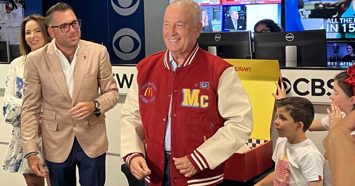 McDonald's recognizes CBS News Miami's Eliott Rodriguez with "In the Crew" varsity jacket