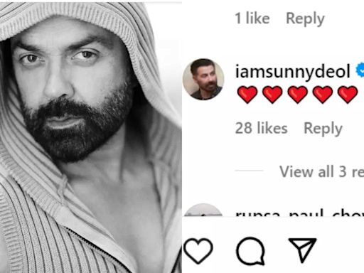 Bobby Deol stuns fans with monochrome pic; brother Sunny Deol showers love - Times of India
