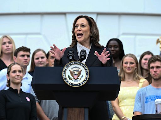 VP Kamala Harris salutes national champion college athletes at White House