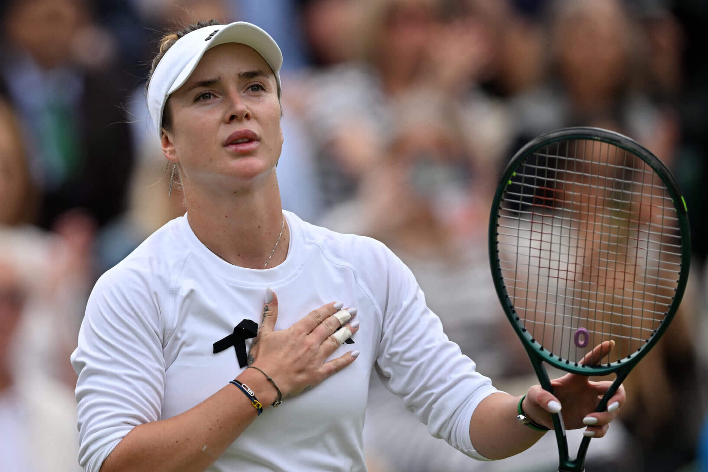 Svitolina wears black ribbon during Wimbledon match after missile strike in Ukraine