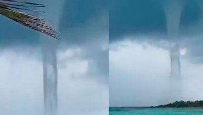 Turistas en Quintana Roo son sorprendidos por una tromba marina [Video]