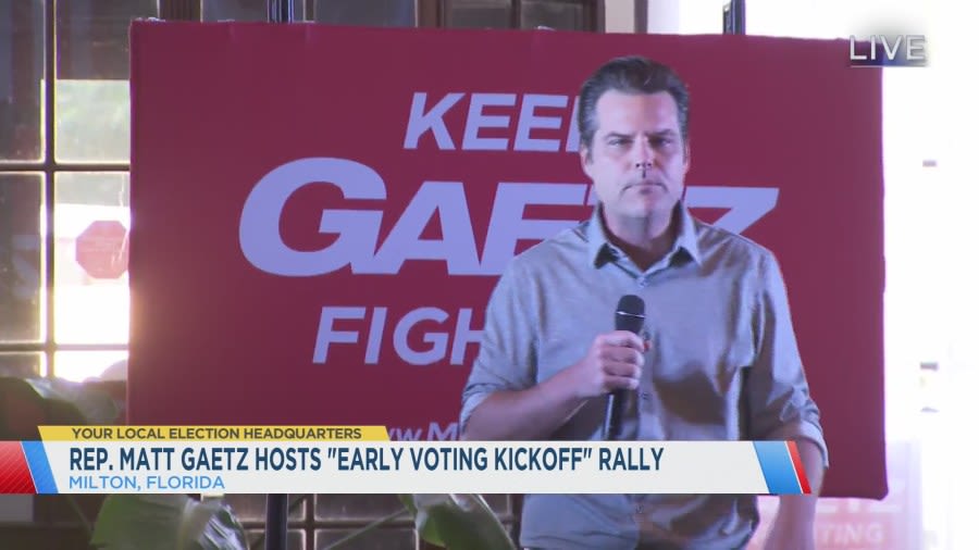 Northwest Florida Congressman Matt Gaetz holds early-voting kickoff rally in Milton