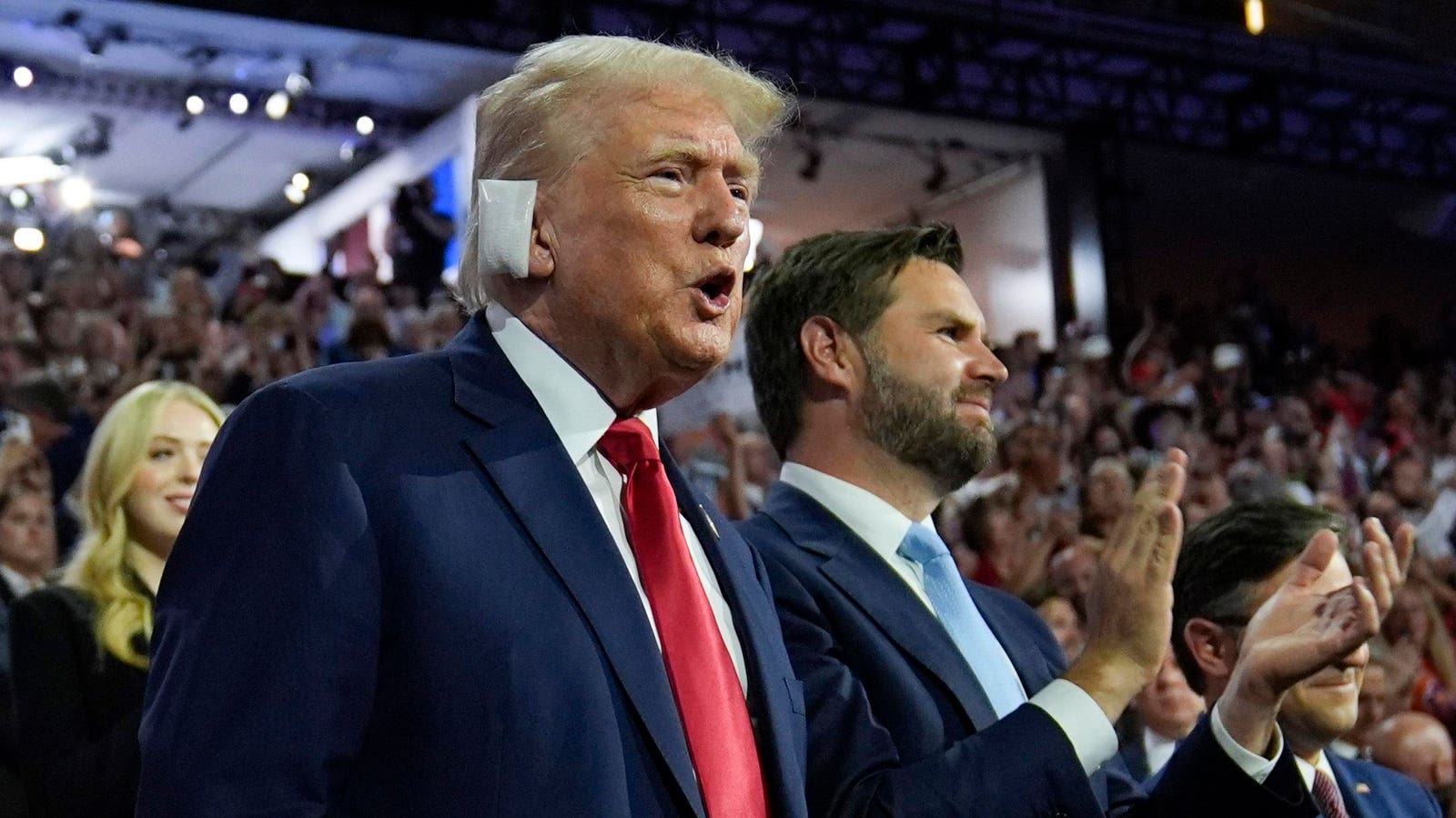 Trump—With Bandaged Ear And Misty Eyes—Appears At Republican Convention (Photos)