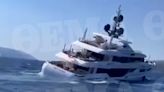 Moment luxury yacht with tourists on board starts sinking off Greece