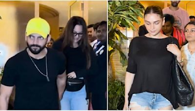 WATCH: Sonakshi Sinha-Zaheer Iqbal head out for dinner date to mark one month wedding anniversary; Aditi Rao Hydari joins