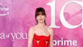 Anne Hathaway Is a Scarlet Bombshell in a Body-Sculpting Gown With Cutouts