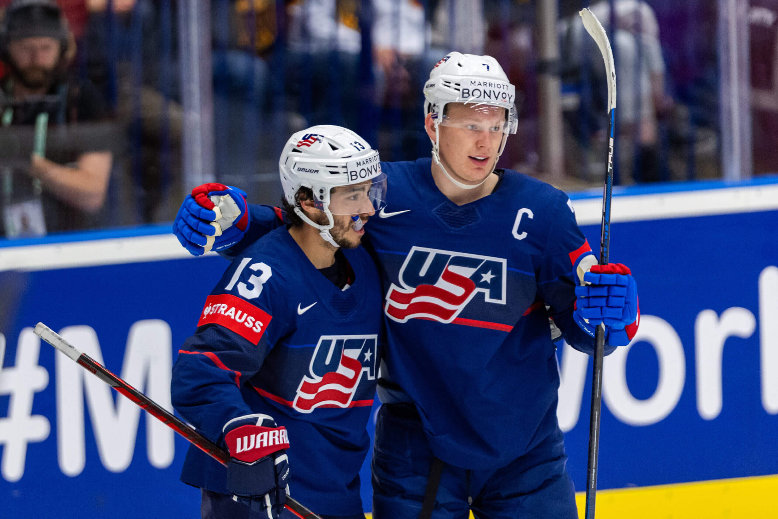 Which U.S. players made a case for Olympics, 4 Nations at hockey worlds? Catching up with GM Bill Guerin