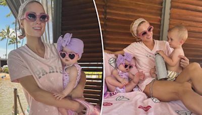 Paris Hilton and daughter London, 6 months, match in pink during family vacation to Hawaii