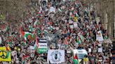 Thousands attend pro-Palestine protest as police warn of crackdown on slogans