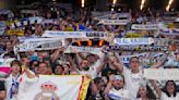 Nearly 80,000 Real Madrid fans pack Santiago Bernabeu Stadium during Champions League final