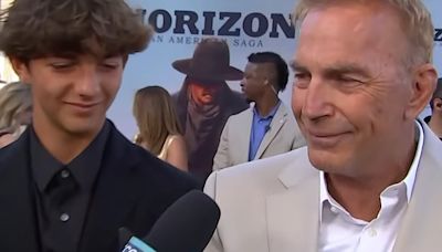 Kevin Costner gets emotional hearing son Hayes talk about film Horizon