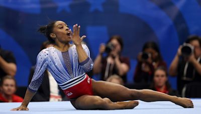 Biles one step closer to Paris with day one US gymnastics trials lead