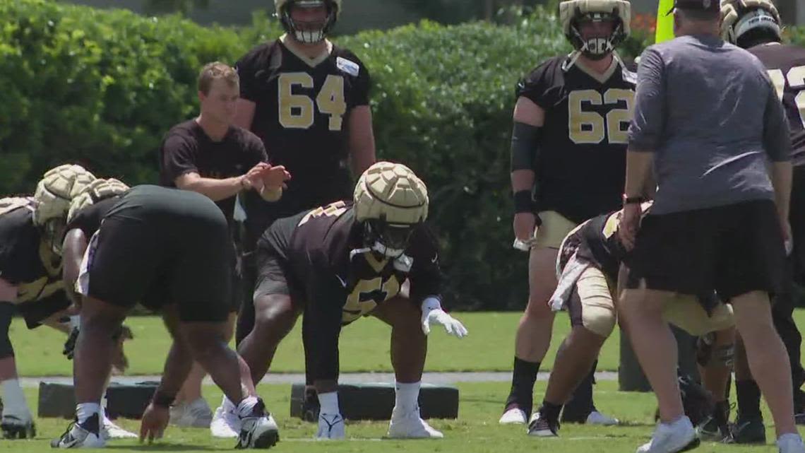 Saints break in new offensive line at OTA's