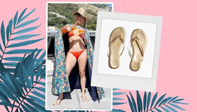 Jennifer Lopez wears these gold flip flops everywhere & I agree they go with everything