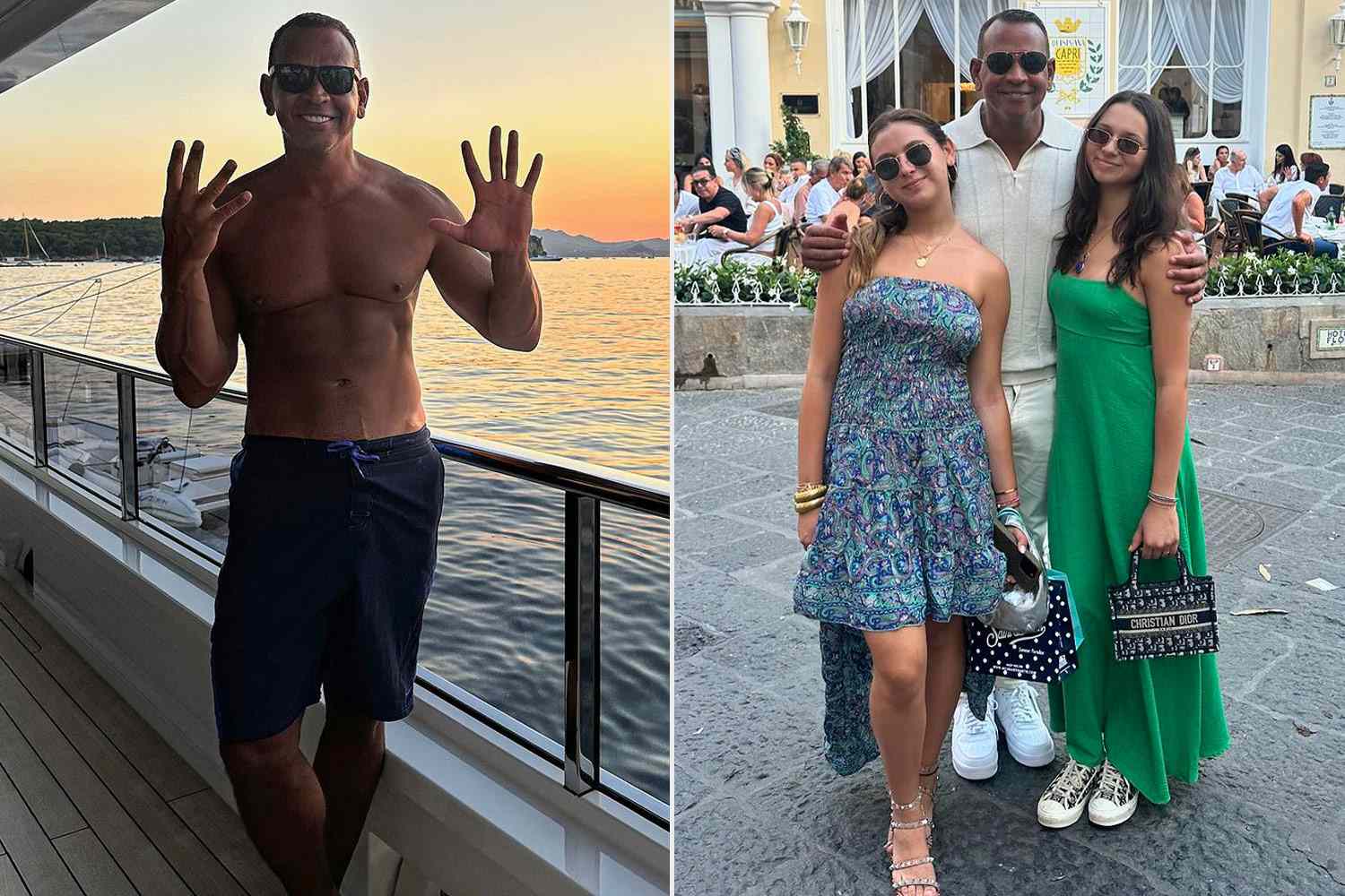 Alex Rodriguez Celebrates 49th Birthday Shirtless on a Yacht Vacation in Italy with His Daughters: Photos