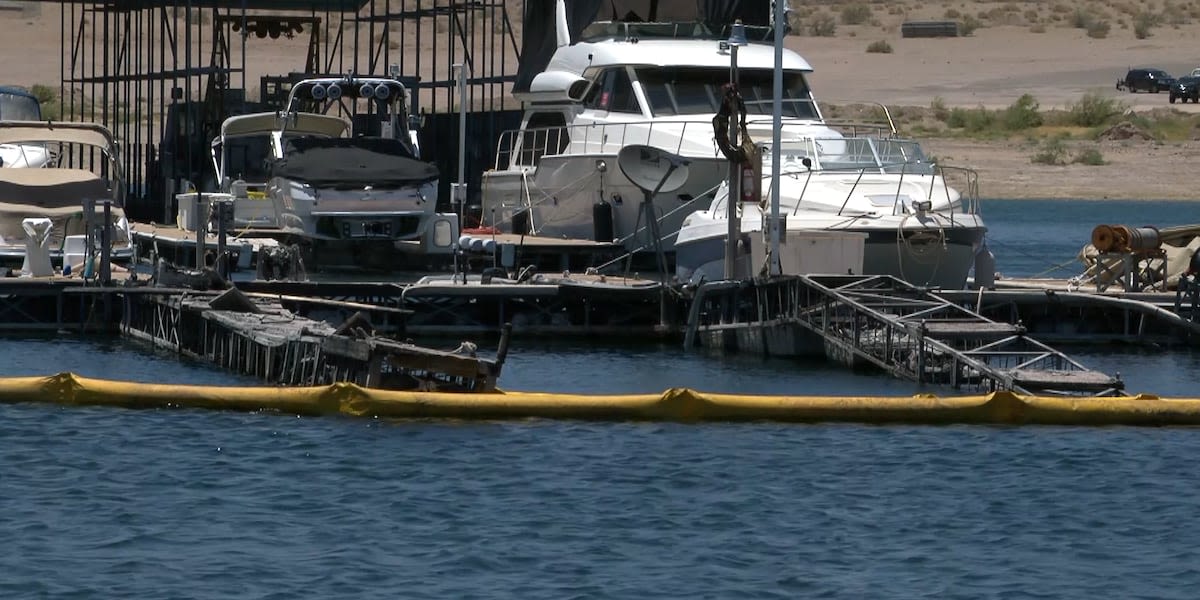 New view of damage at Lake Mead dock as fire investigation continues