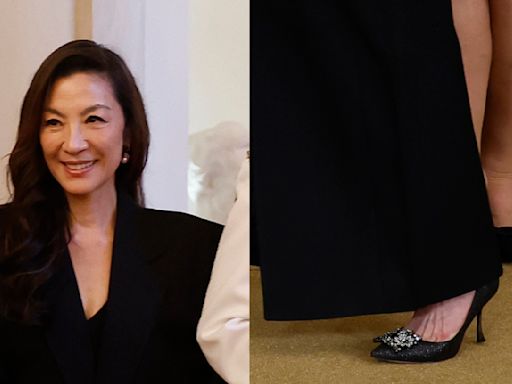 Michelle Yeoh Ups the Glitz in Roger Vivier Crystal Embellished Pumps at White House Presidential Medal of Freedom Ceremony