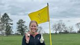 Senior Aspen Reynolds celebrates first hole-in-one with a splash