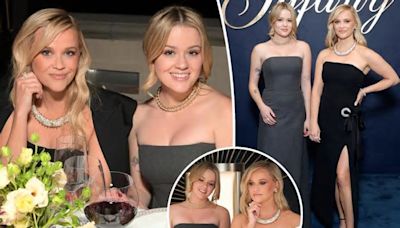 Reese Witherspoon and look-alike daughter Ava twin in strapless dresses at Tiffany & Co. event