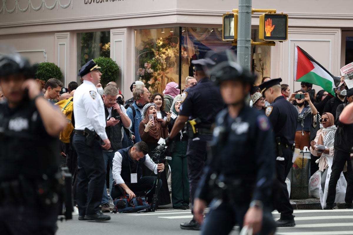 Multiple people arrested as heavy police presence and ring of steel around Met Gala after Gaza protests in New York