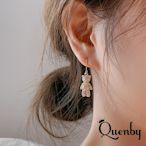 Quenby 聖誕交換禮物 母親節 韓系平價飾品 耳環 韓國同步俏皮滿鑽小熊耳環/耳針