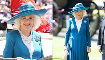 ...Dress for Royal Ascot Day Two, Pays Homage to Queen Elizabeth II With Turquoise Brooch