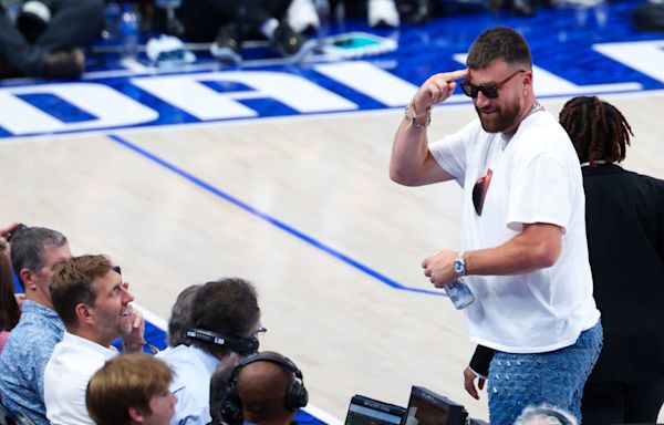 Travis Kelce Had Priceless Reaction to Getting Booed at T-Wolves-Mavs Game