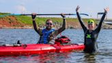 Swimmers take a deep breath as they travel across Northumberland Strait