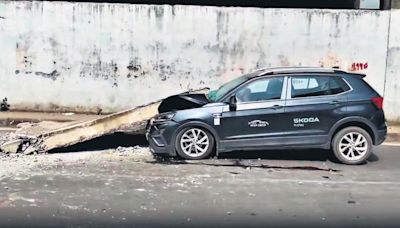 Andheri flyover slab falls on brand-new car, driver escapes with minor injuries