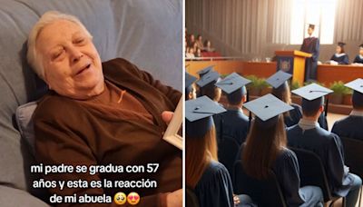 Abuelita con Alzheimer reconoce a su hijo en su graduación: "Su cara de orgullo lo dice todo"