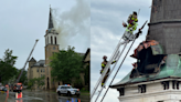 Catholic church in downtown Madison catches fire following storms