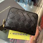 ☆最愛二手精品☆ BOTTEGA VENETA BV 黑色大菱格紋編織全皮ㄇ字拉鍊卡片零錢包 XD5991 600874