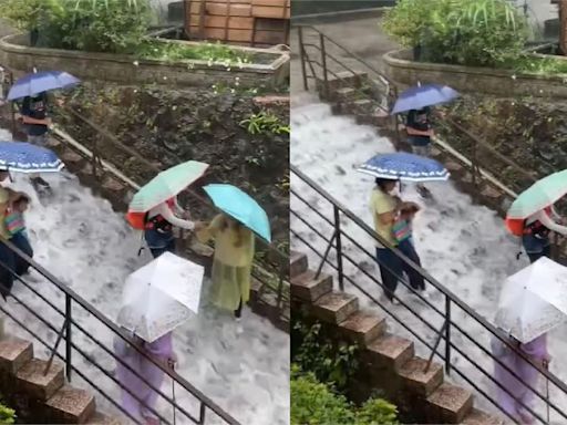 大雨！台鐵猴硐=三貂嶺因落石誤點 黃金博物館「樓梯成瀑布」