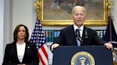 Biden offers Harris emotional endorsement during the VP's first campaign speech since election shakeup: 'I'm watching ya kid, I love ya.'