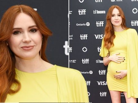 Marvel star Karen Gillan reveals pregnancy at film premiere after weeks away