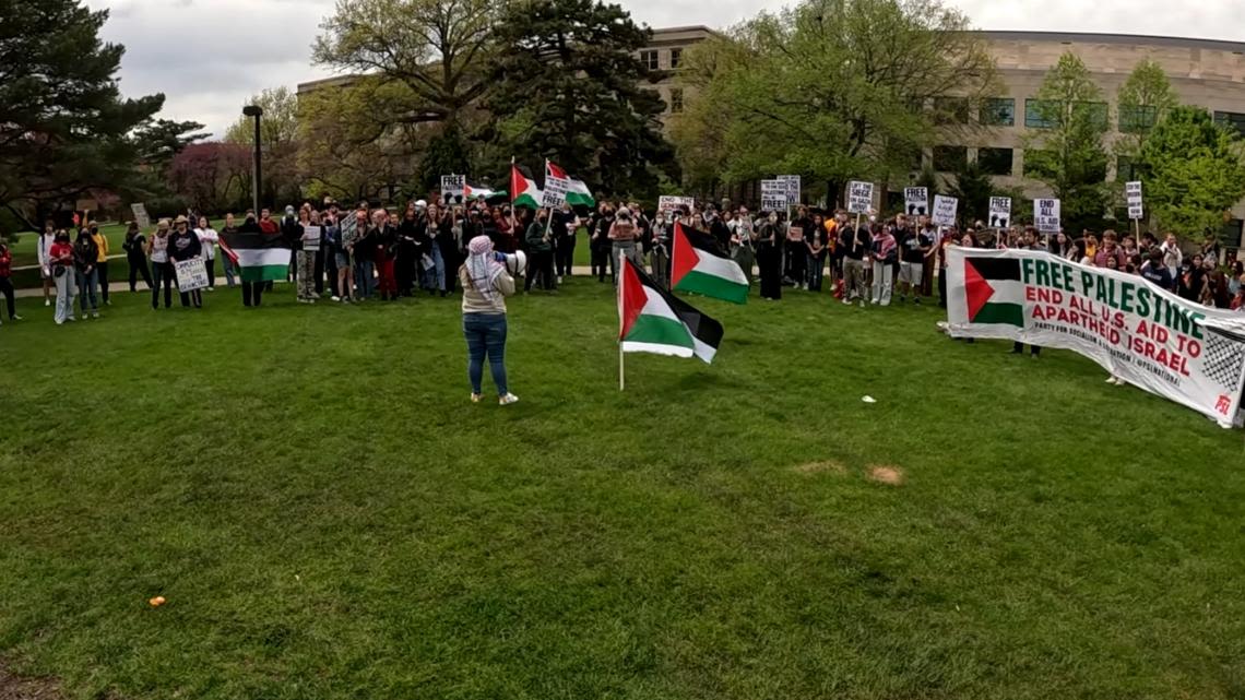 Demonstrators protest at Iowa State University amid nationwide Palestine protests